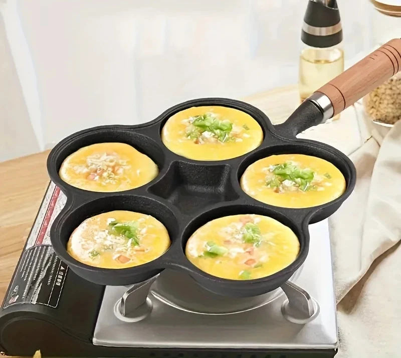 1PCS Egg Frying Pan Nonstick Pancake Pans 5-Hole Cookware Pancake Pan Egg Burger Ham Pan Suitable for Gas Stove Induction Cooker