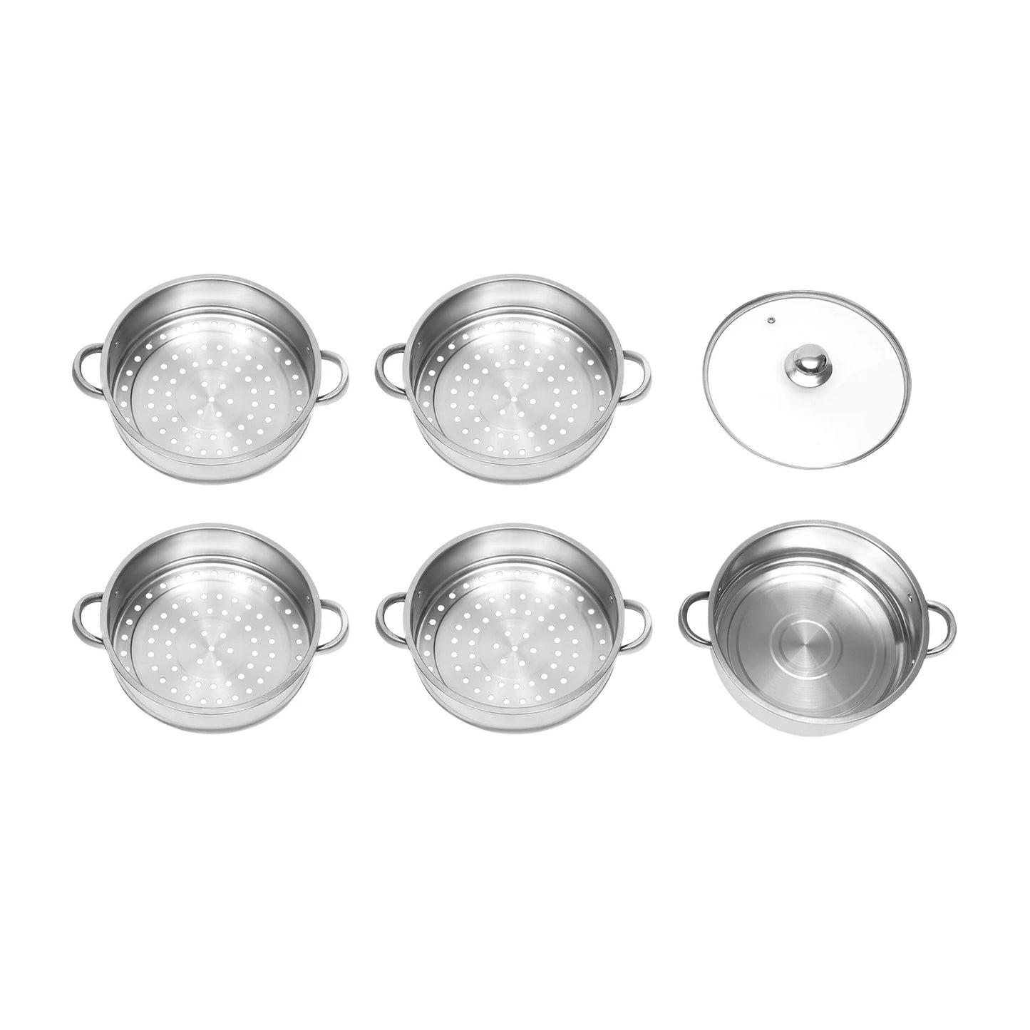5-Tier Stainless Steel Food Steamer 26cm Meat Vegetable Steamer Pot Kitchen Cookware with Lid