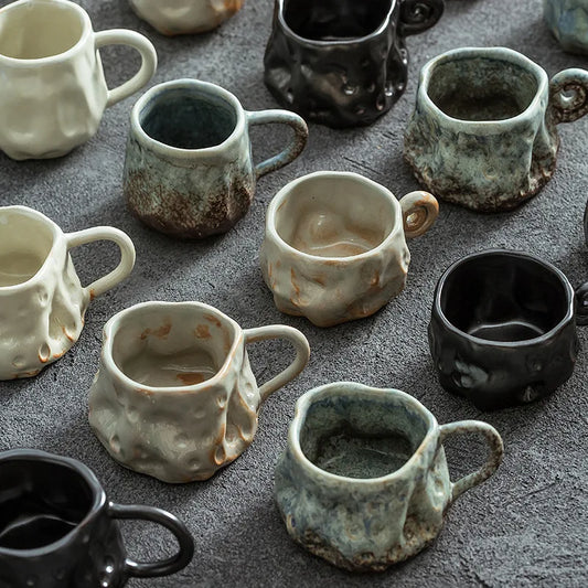 Ceramic Kiln Transformed Coffee Cup Rough Ceramic Retro Shaped Mug  Home Coffee Shop Ceramic Cup  Homestay Water Cup
