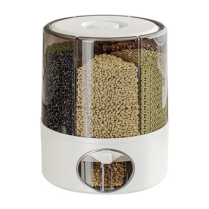 Household Food-Grade Rotating Compartment Storage Box - For Grains/Rice Bucket & Jar, Insect-Proof & Moisture-Proof