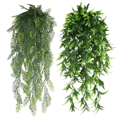 80cm Persian fern Leaves Vines Home Room Decor Hanging Artificial Plant Plastic Leaf Grass Wedding Party Wall Balcony Decoration