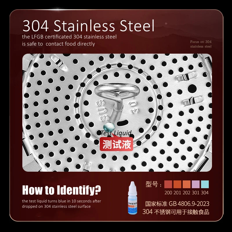 GEDO Foldable and Detachable Steaming Plate 277mm Diameter Steamer with Drainage Holes Easily Clean Chinese Breakfast Cookware