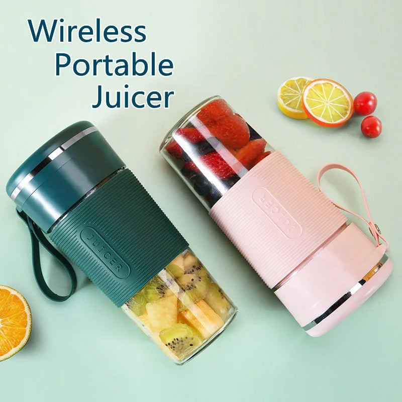 Bærbar juicer USB genopladelig trådløs mini smoothie blender mixer frugtsaftproducent elektrisk juicer maskine glas cup