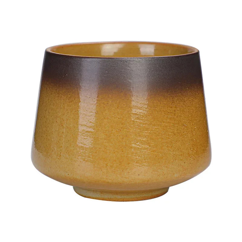 200ml Handmade Pottery Cup Retro Ceramic Coffee Cup with Flower Pattern