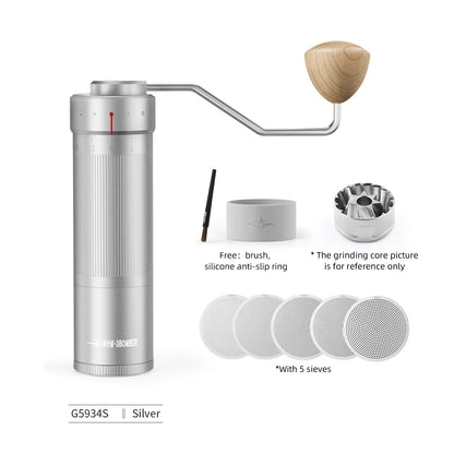 MHW-3BOMBER Manual Coffee Grinder 0.016mm/Click Conical Burr for Espresso Pour Over Adjustable Stainless Steel Barista Tool