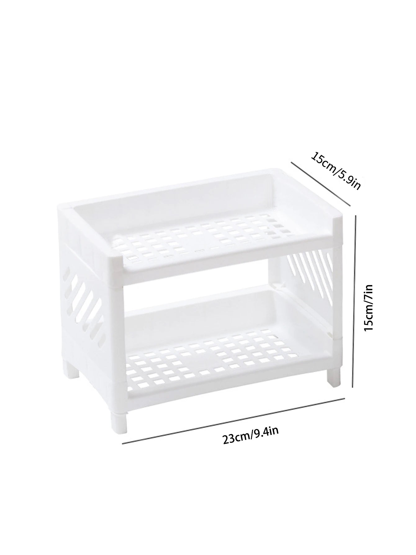 Minimalist Desktop Double-Layer Storage Rack Household Plastic Bathroom Small Stationery Organizing Pure White Multifunctional