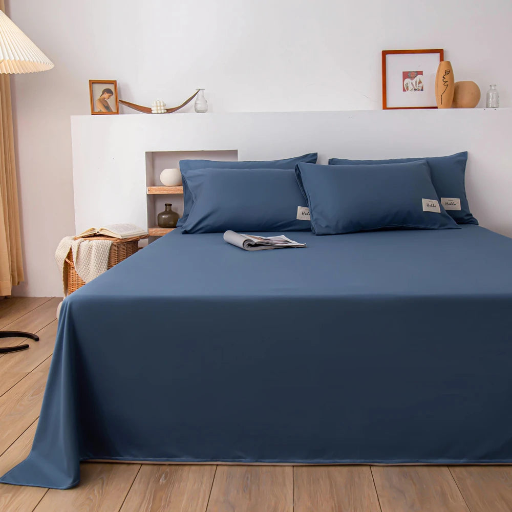 1 pc Bed Flat Sheet for Double Bed Plain Solid Color Top Sheets Single/Queen/King Flat Bedsheets Soft Home Bed Linen Sheets