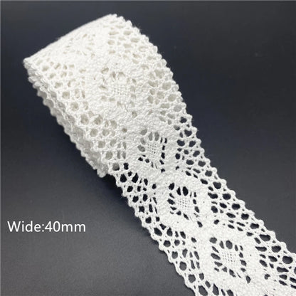 10mm-50mm 2yards White 100%Cotton Lace Ribbon For Apparel Sewing Fabric Trim Cotton Crocheted Lace Ribbon Handmade Accessories