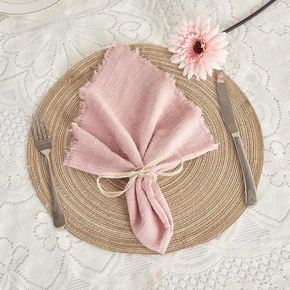 6PCS Napkins 32x32cm Cotton Cloth Gauze Retro Burr Rustic Kitchen Towel Dining Place Mat Wedding Party Linen Napkin Table Decor