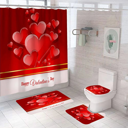 3D Digital Printing Flowers Shower Curtain Waterproof Polyester Bathroom Curtains Colorful Shower Curtain Set Bath Mats Rugs