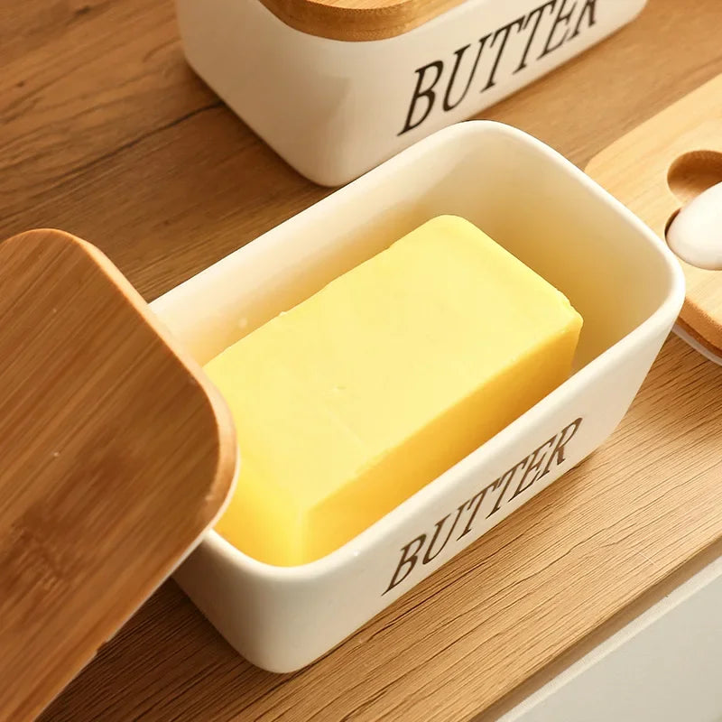 Butterbehälter Keramikbox Restaurant Versiegelte Aufbewahrung Käse Käse Box mit Messer Butter Slicer Butter Tisch Geschirr