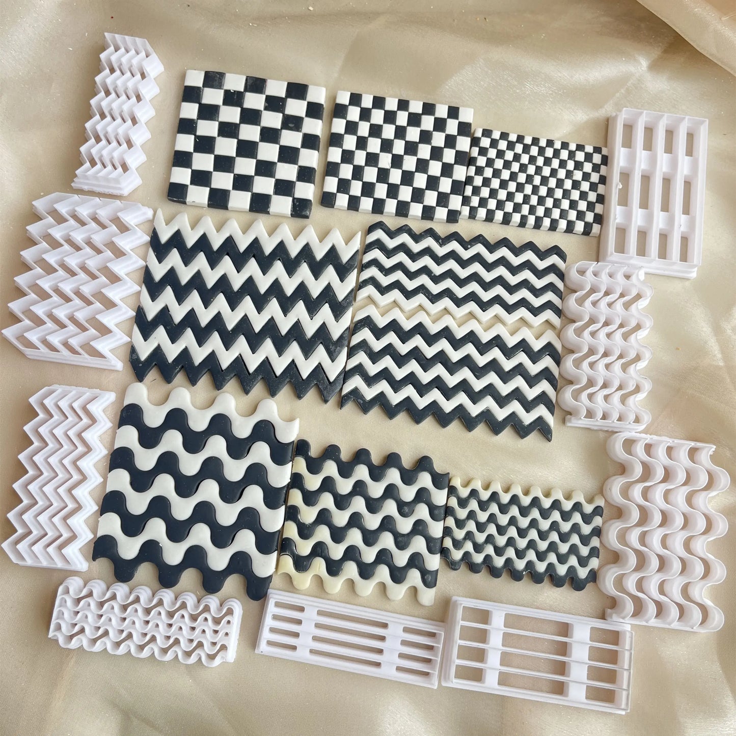 Checkerboard Polymer Clay Molds Clay Strip Cutter DIY Ceramics Earrings Jewelry Pressed Lines keramikkverktøy