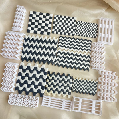 Checkerboard Polimer Argilă Matri de argilă Cutter Cutter DIY Cercei Cercei de bijuterii Liniile presate Instrumente de ceramică