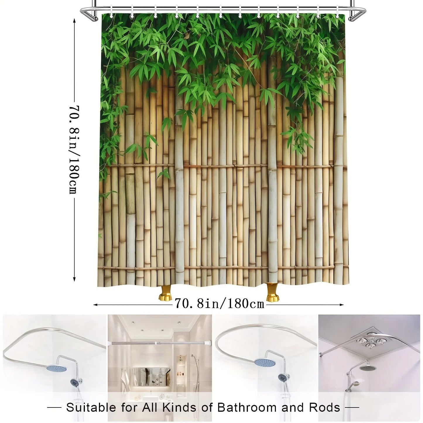 Bamboo Forest Shower Curtain - Multi-Style Bath Decor, Perfect for Those Who Love Nature-Inspired and Practical Designs