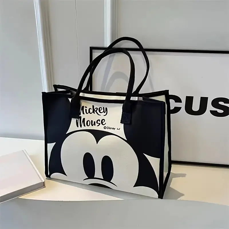 Disney Mickey Women's Large Capacity Shoulder Bag Korean Version Tote Handbag Fashionable Canvas Bag Daily Commuting
