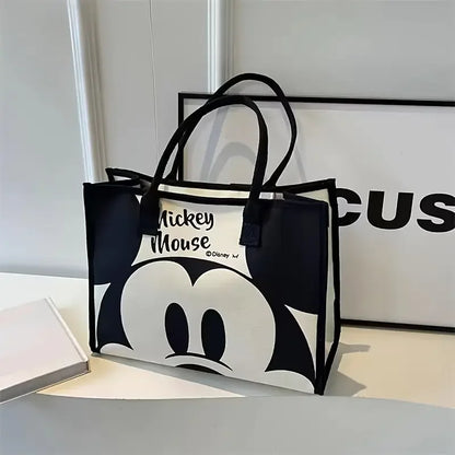 Disney Mickey Women's Large Capacity Shoulder Bag Korean Version Tote Handbag Fashionable Canvas Bag Daily Commuting