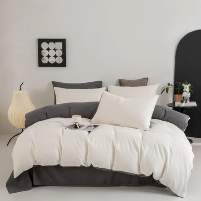 Solid Color Quilt Cover New Milled Washed Cotton Single Bed Duvet Europe US Popular Skin-friendly 220x240 Double Use Bedding