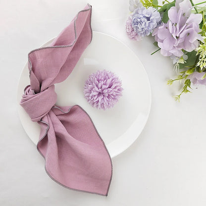 Set Of 4 Pure Linen Napkins Cloths Reusable 40x40cm Soft Comfortable Fabric Kitchen Accessories for Wedding Birthday Parties