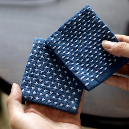 Handmade Cotton Linen Dishcloth Japanese Style Table Napkins Tea Ceremony Plant Staining Serving Tea Towel Accessories