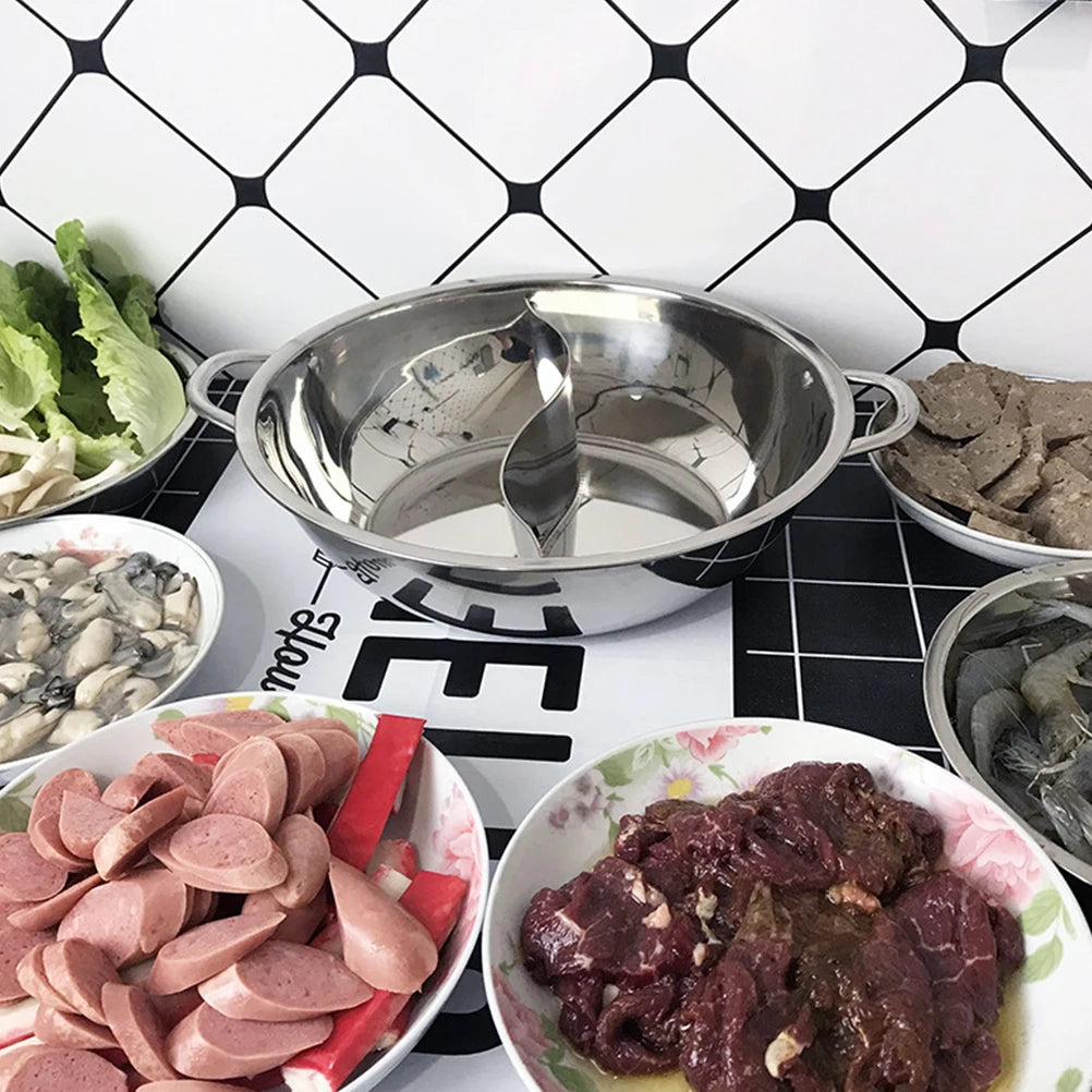 Pot hot shabu divider rustfrit stål madlavning komfur induktion hotpot opdelt køkken køkkengrej smag pan to kinesisk suppe dobbelt