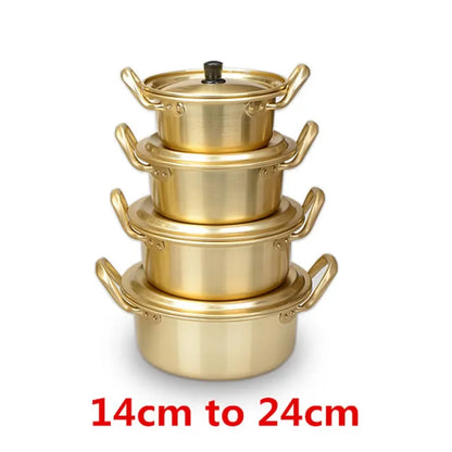 Style koreański makaron ramen złota garnek zupa aluminiowa gorąca garnek utleniona powłoka makaron Mike jajko gotowanie Golden Kitchen Cureware