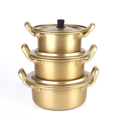 Korean Style Ramen Noodles gold Pot Aluminum Soup hot Pot Oxidized Coating Noodles Mike Egg Soup Cooking golden Kitchen Cookware