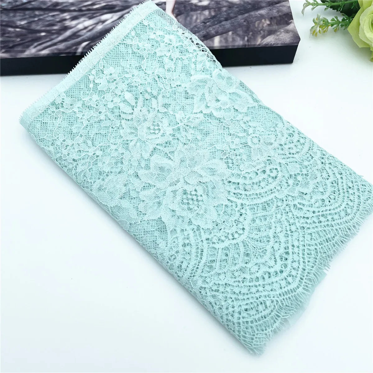 3y/lot Width 24.50cm Purple Eyelash Lace Trim Non-Elastic For Clothing Accessory Dress Sewing Applique Costume Lace Fabric