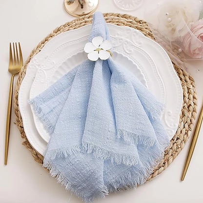 6PCS Napkins 32x32cm Cotton Cloth Gauze Retro Burr Rustic Kitchen Towel Dining Place Mat Wedding Party Linen Napkin Table Decor