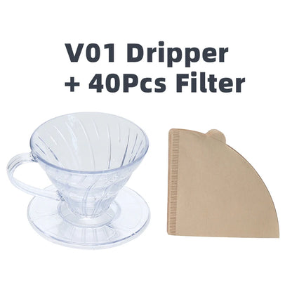 Hot Selling V shaped 60 Degrees Coffee Maker Set Pour-over Coffee Filter Cup Spiral Hand Filter Cup