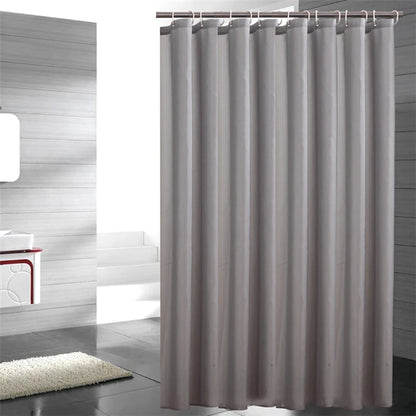 Gray Shower Curtains Thick Waterproof Fabric Bathroom Curtains Solid Color Bathtub Large Wide Bathing Cover with Hooks Products