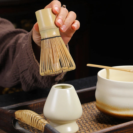 Japanese Matcha Whisk Holder Ceramic Green Tea Bowl Chasen Stand for Living Room Kitchen Dining Room Tea Ceremony Accessories