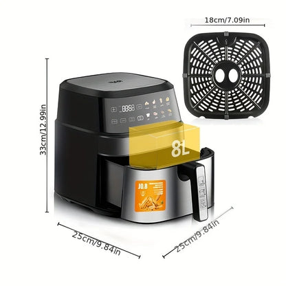 8L de grande capacité Electronic Electronic Digital Fryers sans pétrole multi-fonctions avec une friteuse à air domestique à écran tactile