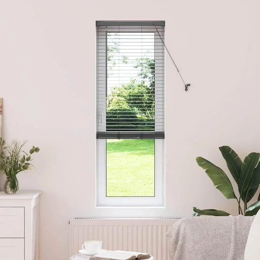 Manual Dark Grey Aluminum Blinds with Curtains Home Decoration Adjustable Window Covering