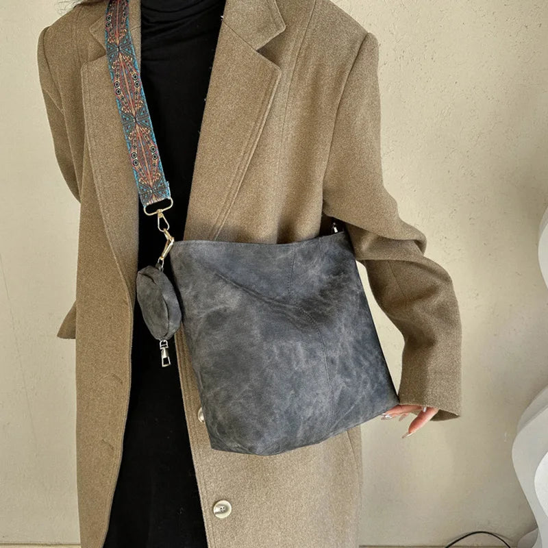 Vintage pendler kvinners skulderveske stor kapasitet casual crossbody vesker pu skinnhåndvesker og vesker designer tote