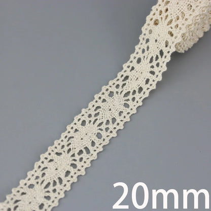 (5Meter/roll) White Beige Cotton Embroidered Lace Net Ribbons Fabric Trim DIY Sewing Handmade Craft Materials
