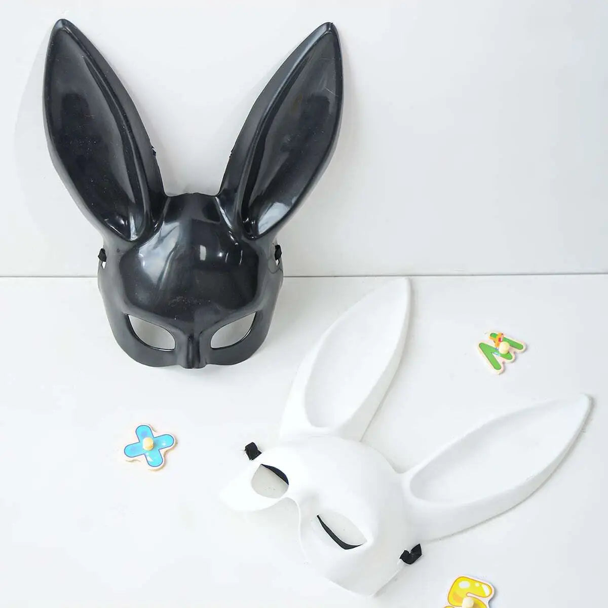 Decoración de la fiesta de la máscara de conejo negro Blanco Halloween Partido Long Ears Long Bunny Mask Cosplay