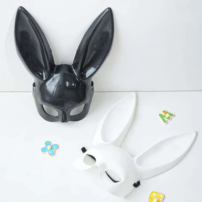 Masque de lapin noir blanc halloween fête de décoration long oreilles de lapin de lapin de lapin costume cosplay