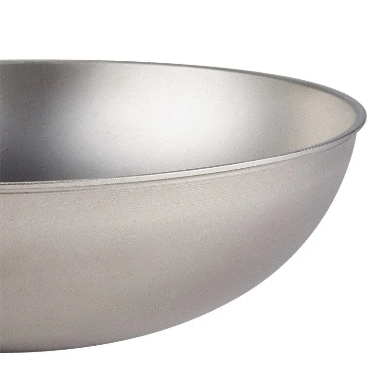 Titanio puro wok utensilios de cocina antiadherentes de cocina sin recubrimiento freír en la olla de gas de fondo redondo de fondo para el hogar