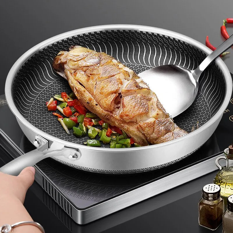 Επαναχρησιμοποιήσιμο τηγάνι pan nonstick wok pan μπριζόλα μαγειρεύοντας κατσαρόλα κατσαρόλα επαγωγή μονής όψεως honeycomb skitchware σκεύη