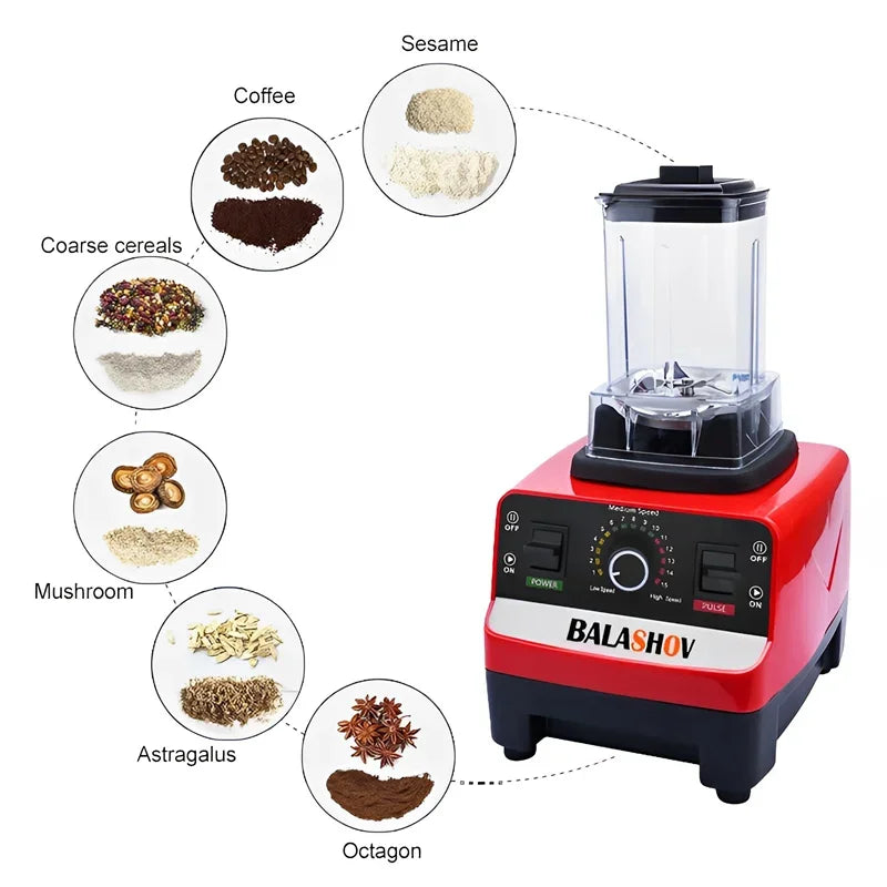 2000W tungt kommersiell klass Bixer Mixer Juicer Fruit Food Processor Ice Smoothies Blender High Power Juice Maker Crusher