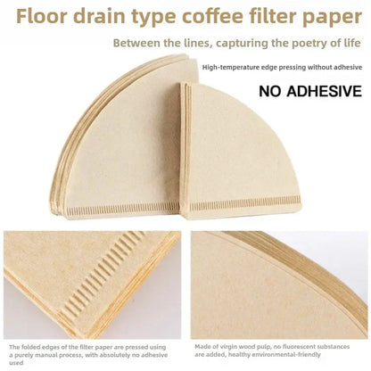 V-Shape Coffee Filter Paper for Barista - Premium Drip & Espresso Filters (50/100/200Pcs) - Natural Unbleached, Fast Drainage
