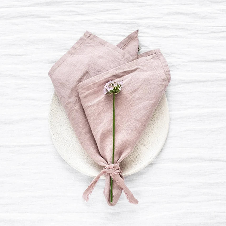 4PCS 40X40CM Pure Linen Napkins Cloths Soft Comfortable Fabric Reusable Kitchen Accessories for Wedding Birthday Parties