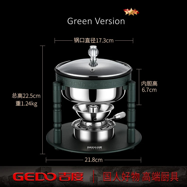 GEDO Ultra Mini Hot Pot 173mm Diameter Individual Hotpot Alcohol Fuel Budae Jjigae Portable Tiny Pot Cookware for Picnic