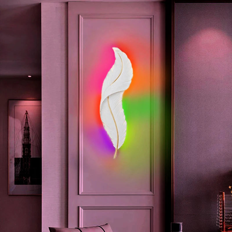 Moderne witte veren muur licht woonkamer decoratie led muurlampje bed achtergrond slaapkamer decor muur sconce