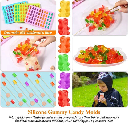 50 Grids Gummy Bear Mold Silicone Cute Bear Jelly Mould with Dropper Candy Chocolate Fondant Moulds DIY Baking Decoration Tools