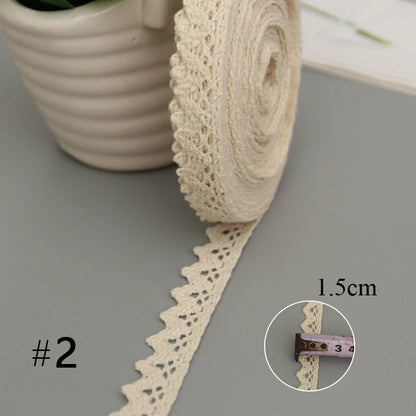5 Meters Cotton Lace Trim Ribbon Beige Sewing Trim Lace Ribbon Crochet Lace Fabric DIY Wedding Party Craft Christmas Gift Decor