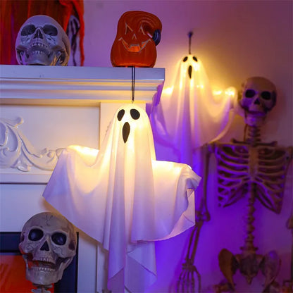 2024 LED GLOW GHOST PARTY Halloween dekorasjon for hjem innendørs utendørs hjemsøkt husbar hengende skrekk rekvisitter med lys