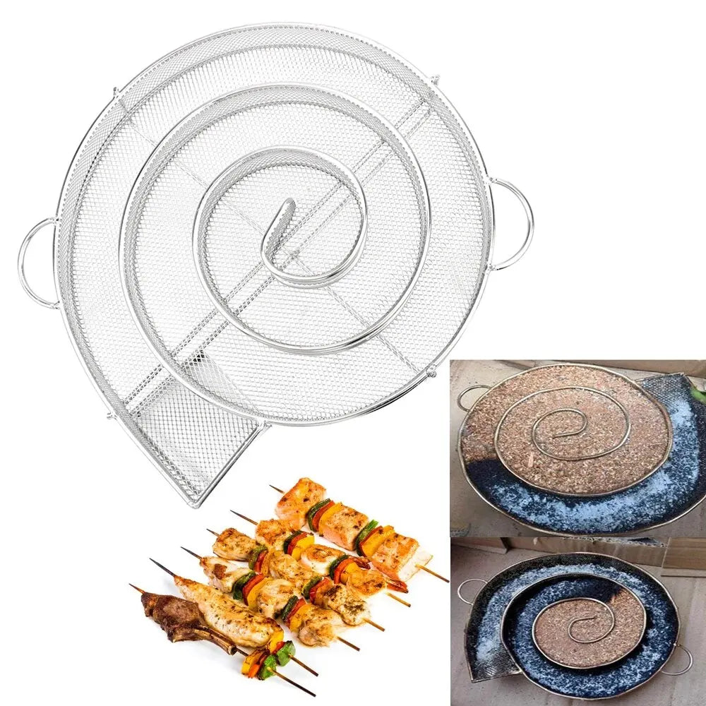 Mini BBQ GRILL SALMON BACON FISK Hemrökare Generator Wood Chip Steel Barbecue BQQ Oven Plate Rostning Spis Meat Tools