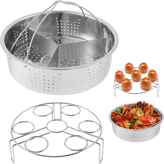 Stainless Steel Steamer Rack Set Egg Steaming Basket Holder Cookware Tray Stand Vegetable Cooking Accessories Kitchen Gadgets