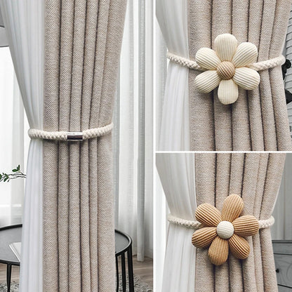 1Pcs Flower Shape Curtain Tieback Elastic Band Window Curtain Buckles Magnetic Buckle Curtain Rope Holders Kids Room Home Decor